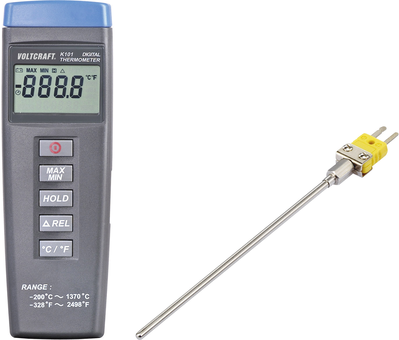 VOLTCRAFT K101 + TP 200 Temperatur-Messgerät -200 bis +1370 °C Fühler-Typ K