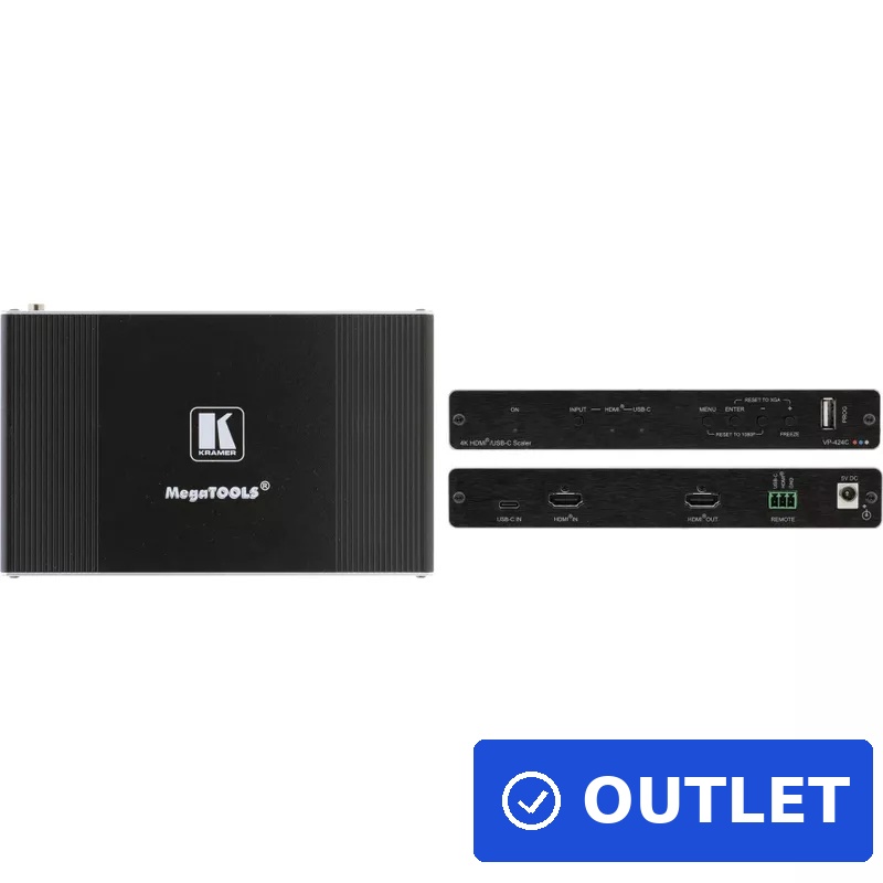 KRAMER ELECTRONICS VP-424C - 18G 4K HDMI zu HDMI ProScale™ Digitaler Scaler mit HDMI- und USB-C-Eingängen (72-042490) (B-Ware)