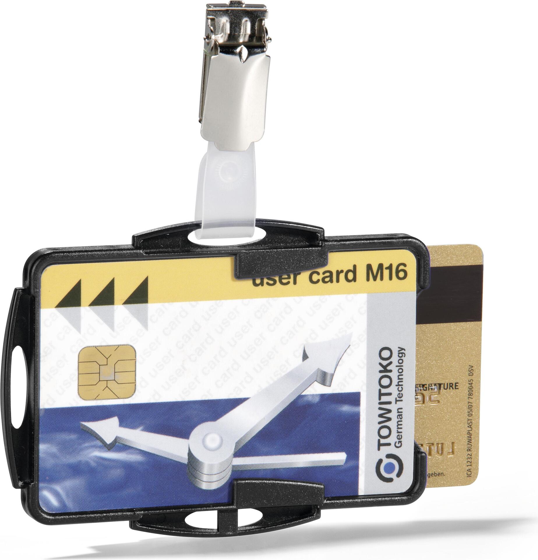 DURABLE Ausweishalter mit Clip für 2 Karten 1 Pg. à 25 Stück 821801