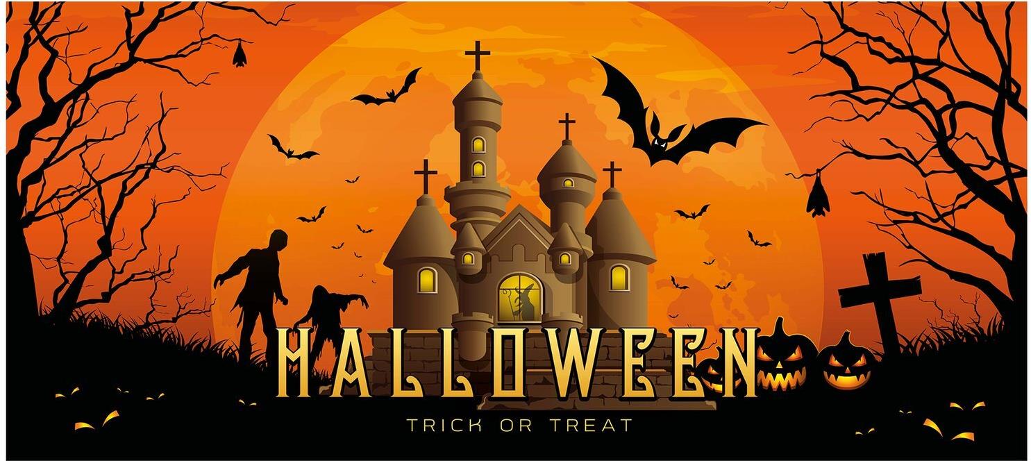 EUROPALMS Halloween Banner, Geisterhaus, 400x180cm (80164200)