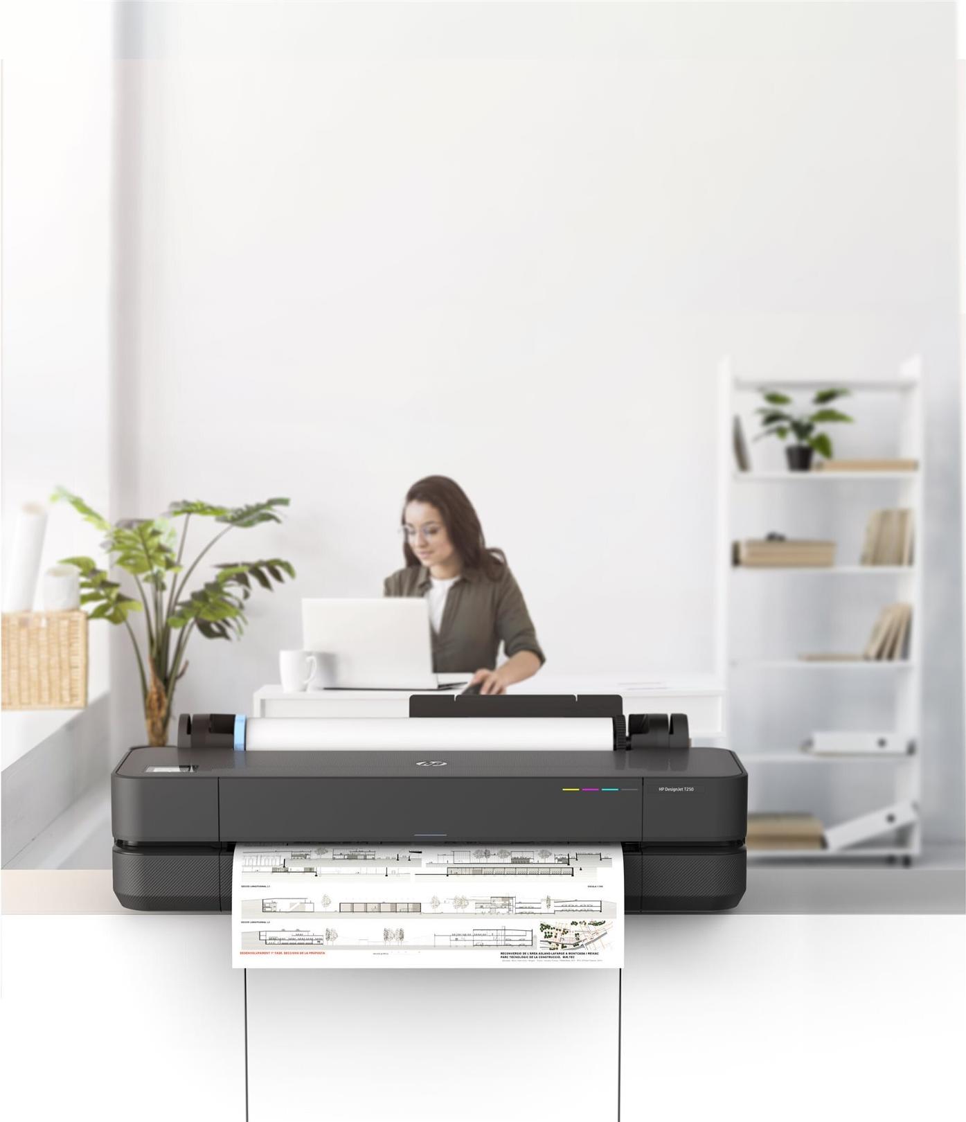 HP DesignJet T230 24" Großformatdrucker Tintenstrahl Farbe 2400 x 1200 dpi LAN WLAN Schwarz/Grau