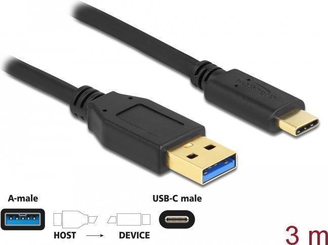 DeLOCK 84006 USB Kabel 3 m USB 3.2 Gen 1 (3.1 Gen 1) USB A USB C Schwarz (84006)