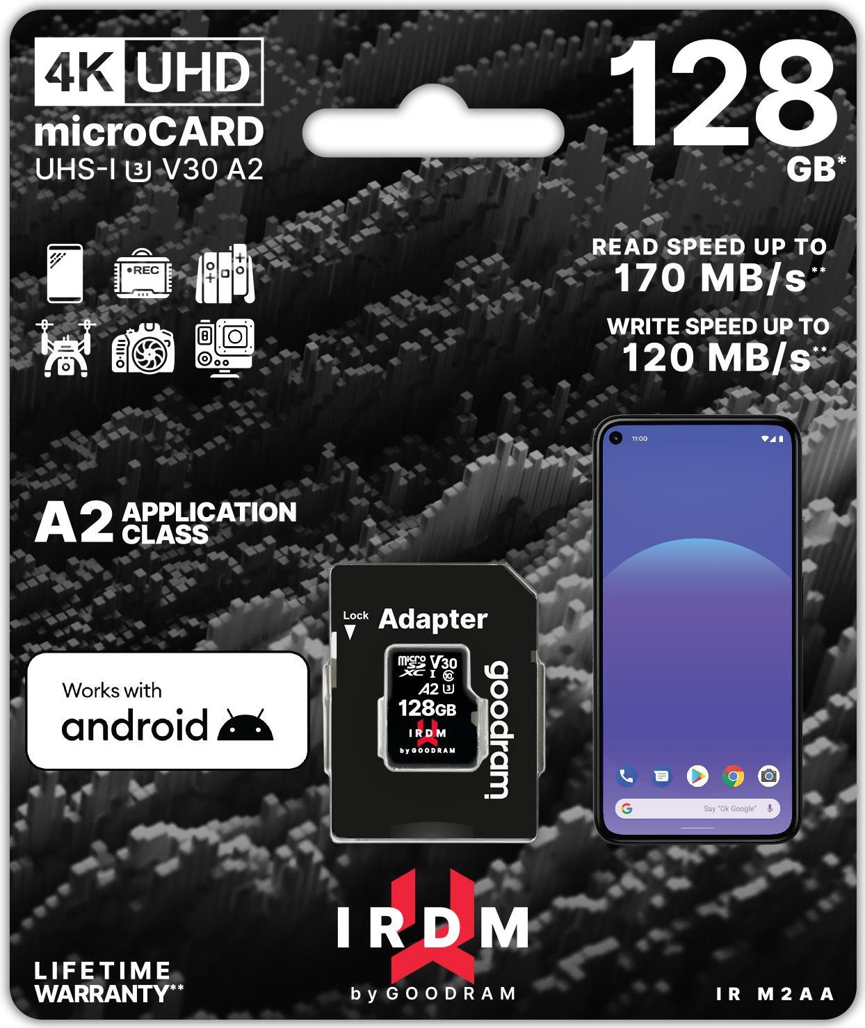 Goodram MICROCARD IRDM M2AA A2 Speicherkarte 128 GB MicroSDHC UHS-I (IR-M2AA-1280R12)