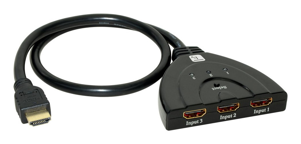 Techly IDATA-HDMI-3F8K HDMI-Switch 3-Port 8K@60Hz 48 Gbit/s 0,5 m Schwarz