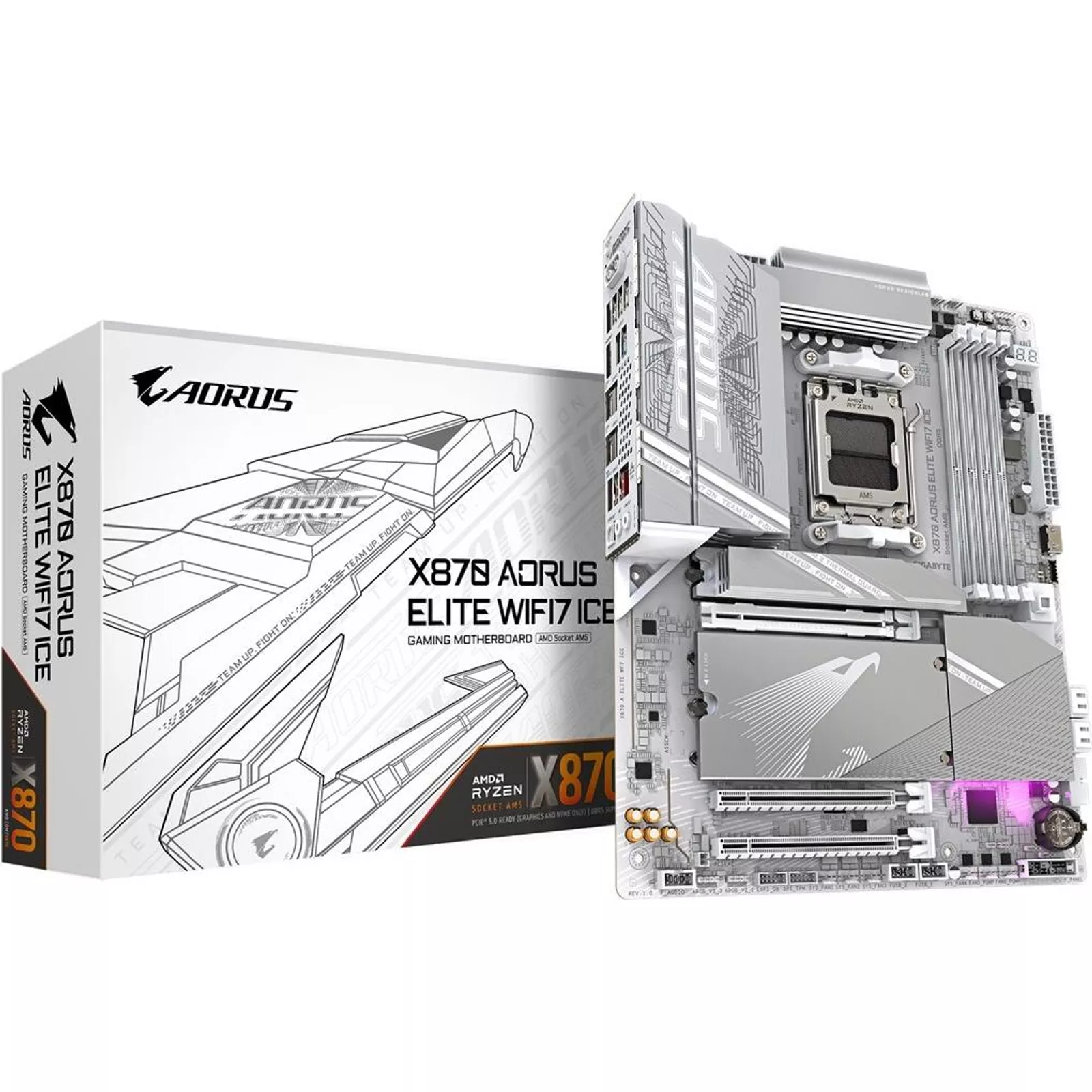 Gigabyte X870 A ELITE WF7 ICE AM5 ATX MB - AMD Sockel AM5 (Ryzen Zen4) (X870 A ELITE WF7 ICE) (geöffnet)