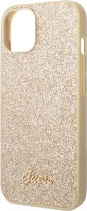 GUESS Hard Cover Glitter Flakes Metal Logo Gold, for iPhone 14 Pro Max, GUHCP14XHGGSHD (GUHCP14XHGGSHD)