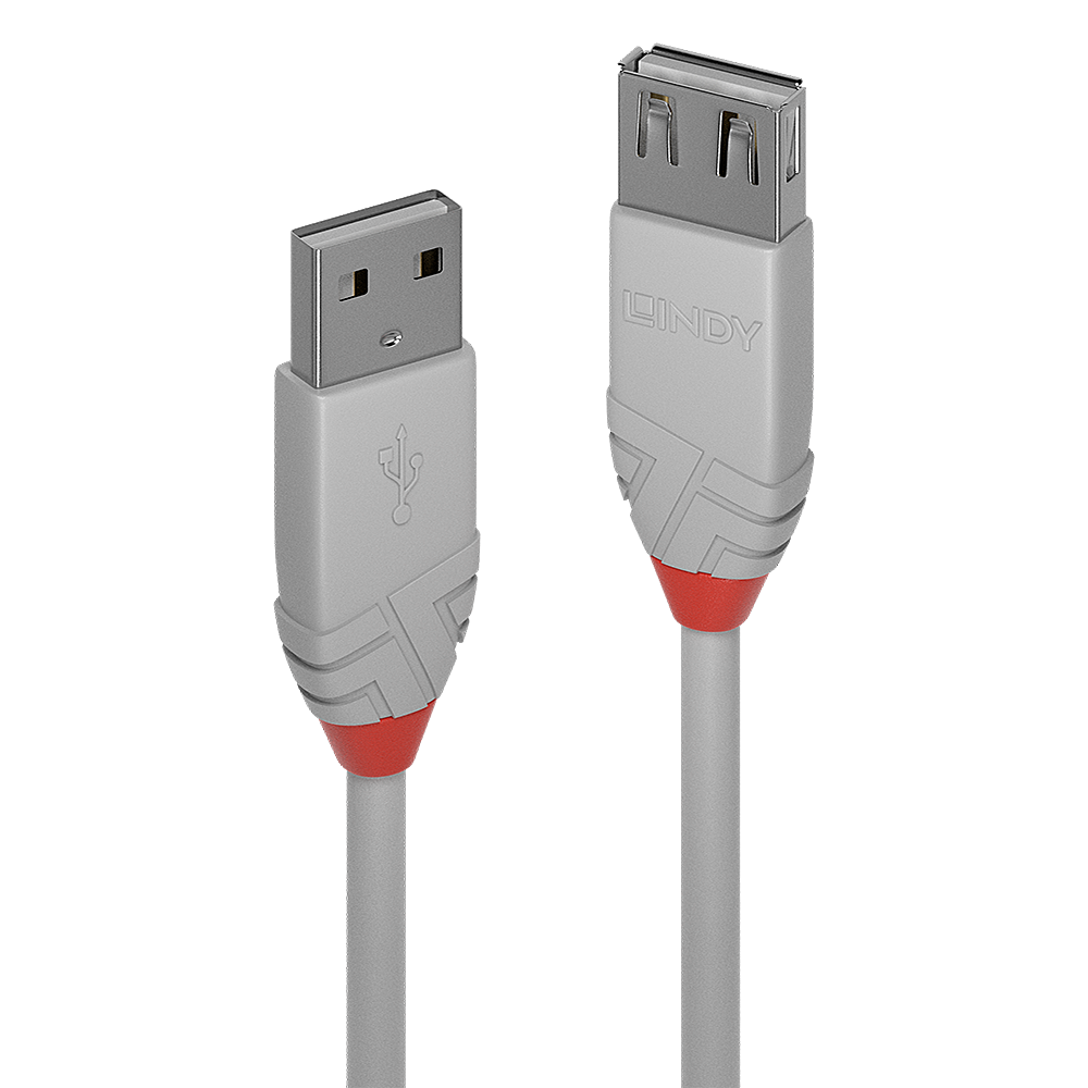 LINDY USB 2.0 Typ A Verlängerungskabel Anthra Line 1m