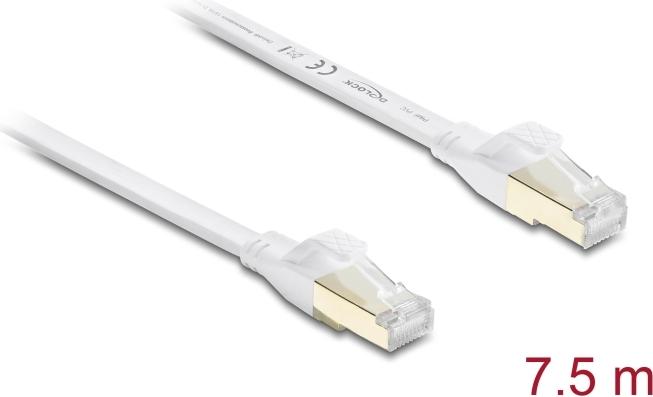 Delock RJ45 Flachband Patchkabel Cat.8.1 U/FTP bis 40 Gbps 7,5 m weiß (81029)