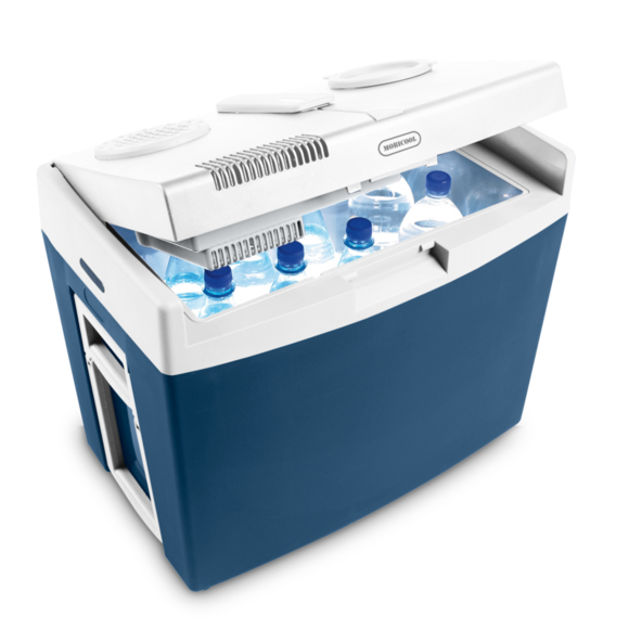 Mobicool MT35W Thermoelektrische Kühlbox 34 l 12 V 230 V Energieklasse F Blau, Weiß