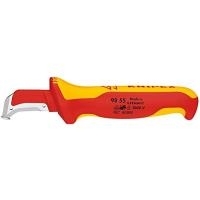 KNIPEX Kabelmantelmesser mit Gleitschuh, 98 55 SB Isolierender Mehrkomponenten-Griff, VDE-geprüft; Länge 155 mm, Klingenlänge 38 mm, Radius 23,5 mm (98 55 SB)