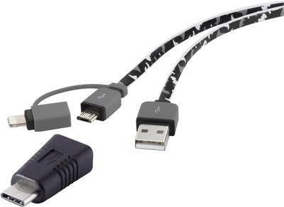 Renkforce USB-Kabel USB 2.0 USB-A Stecker, USB-C™ Stecker, USB-Micro-B Stecker, Apple Lightning Stecker 20.00 cm Camouflage hochflexibel, vergoldete (RF4263363)