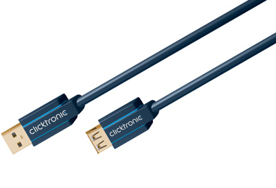 ClickTronic 70120 USB-Verlängerungskabel USB A auf USB A 3 m Blau
