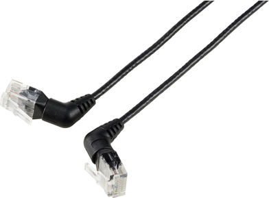 Renkforce RF-6071540 RJ45 Netzwerkkabel, Patchkabel CAT 6 U/UTP 0.50 m Schwarz Steckkontakte 360° drehbar, Gewinkelter Kabelabgang 1 St. (RF-6071540)