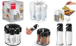 metaltex Gewürzständer Spice 8, unbestückt, rund, schwarz Material: Glas / PS, Drehständer mit Griff, inkl. 8 Glas - 1 Stück (252876080)