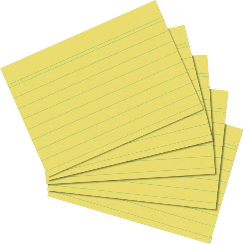 herlitz Karteikarten, DIN A7, liniert, gelb aus Papier, 170 g-qm, holzfrei, Linienfarbe: blau, doppelte (1150713)