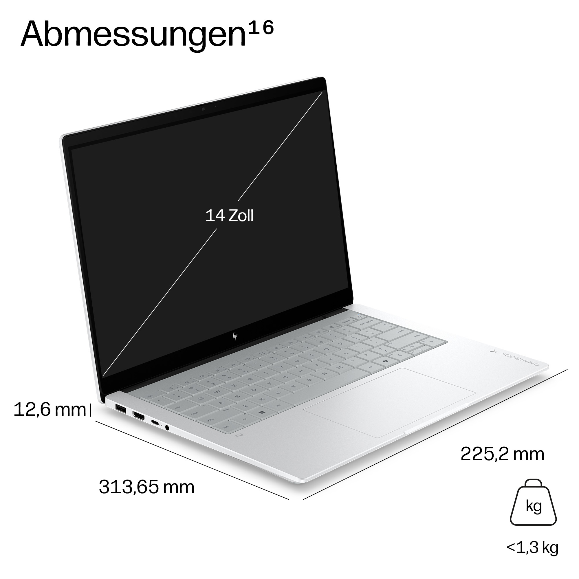 HP OmniBook X 14-ka0150ng Notebook 14" Intel Core Ultra 5 226V 16 GB RAM 512 GB SSD Windows 11 Home Silber