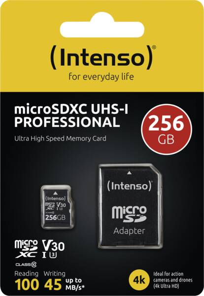 Intenso Professional 256 GB microSDXC-Karte UHS-I Schwarz