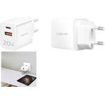 LogiLink USB-Steckdosenadapter, 1x USB-A, 1x USB-C, 20 Watt ausgestattet mit der GaN-Technologie, Anschluss: 1x USB-A & - 1 Stück (PA0369)