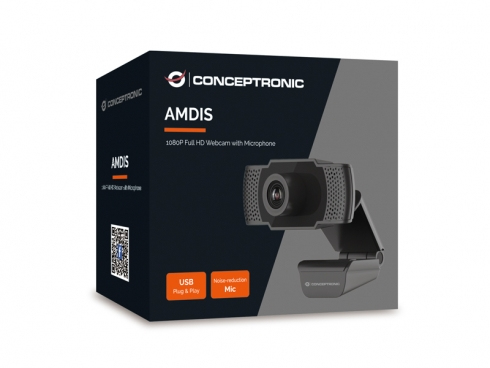 Conceptronic AMDIS 1080P Full HD-Webcam mit Mikrofon Schwarz