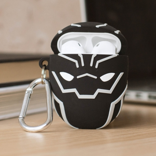 Thumbs Up PowerSquad AirPods Case Black Panther 3D-Silikon Schwarz, Weiß