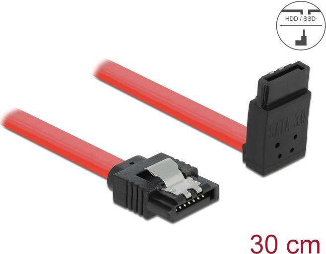 Delock SATA 6 Gb/s Kabel gerade auf oben gewinkelt 30 cm rot (83973)