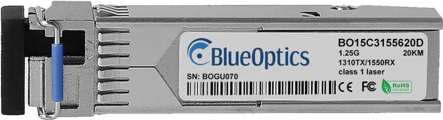 Kompatibler Level One SFP-4310 BlueOptics© BO15C3155620D SFP Transceiver, LC-Simplex, 1000BASE-BX-U, Singlemode Fiber, TX1310nm/RX1550nm, 20KM, DDM, 0°C/+70°C (SFP-4310-BO)