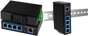 LogiLink Industrial Fast Ethernet Switch, 5-Port, Unmanaged 10/100Base-TX RJ45, Plug & Play, schwarzes Metallgehäuse, - 1 Stück (NS200)