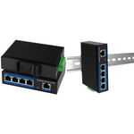 LogiLink Industrial Fast Ethernet Switch, 5-Port, Unmanaged 10/100Base-TX RJ45, Plug & Play, schwarzes Metallgehäuse, - 1 Stück (NS200)