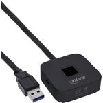 InLine® USB Fingerabdruckscanner mit Hub, Windows Hello kompatibel 1,5m schwarz (41360S)