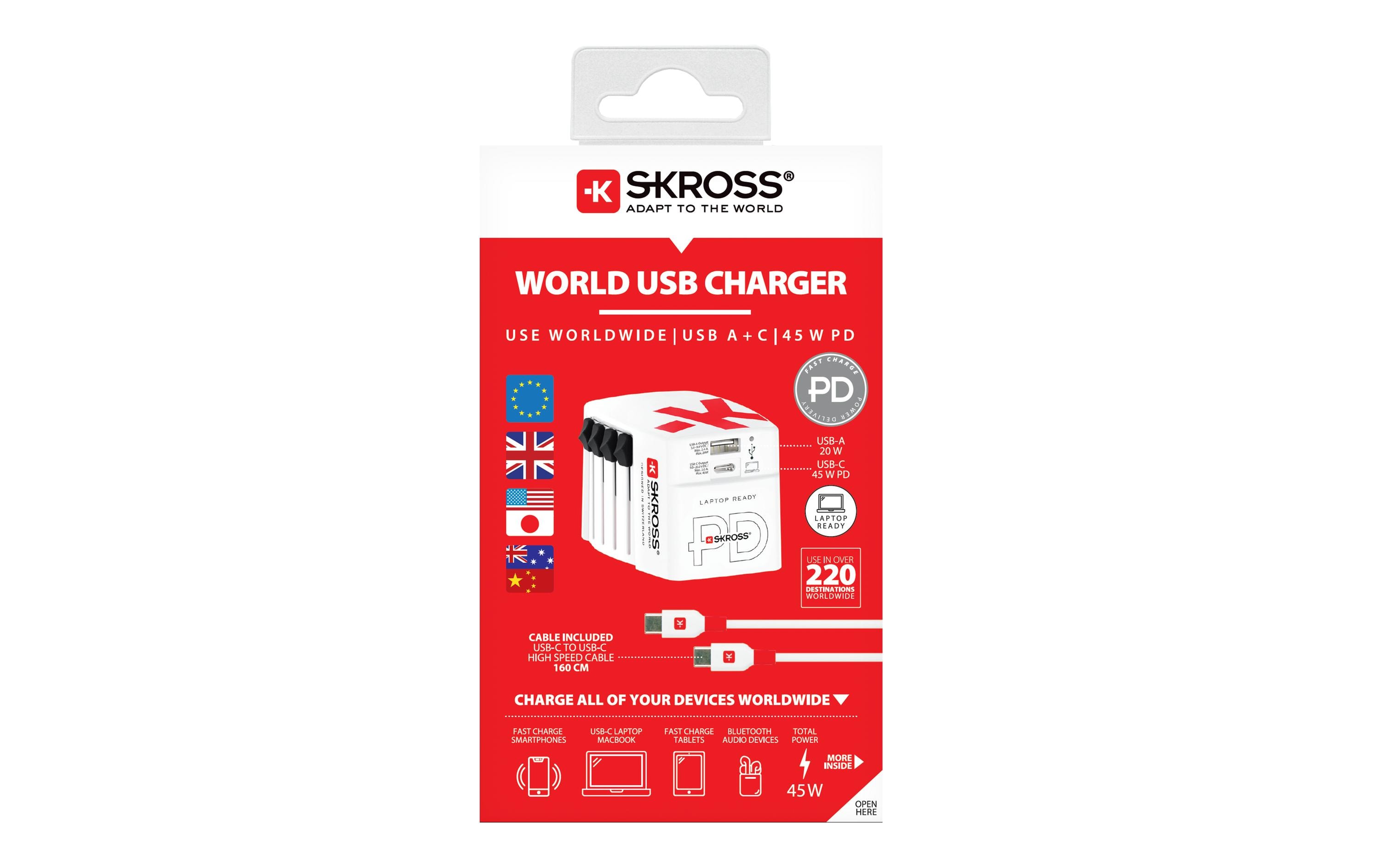 SKROSS World AC45PD Reiseladegerät 20 V Weiß