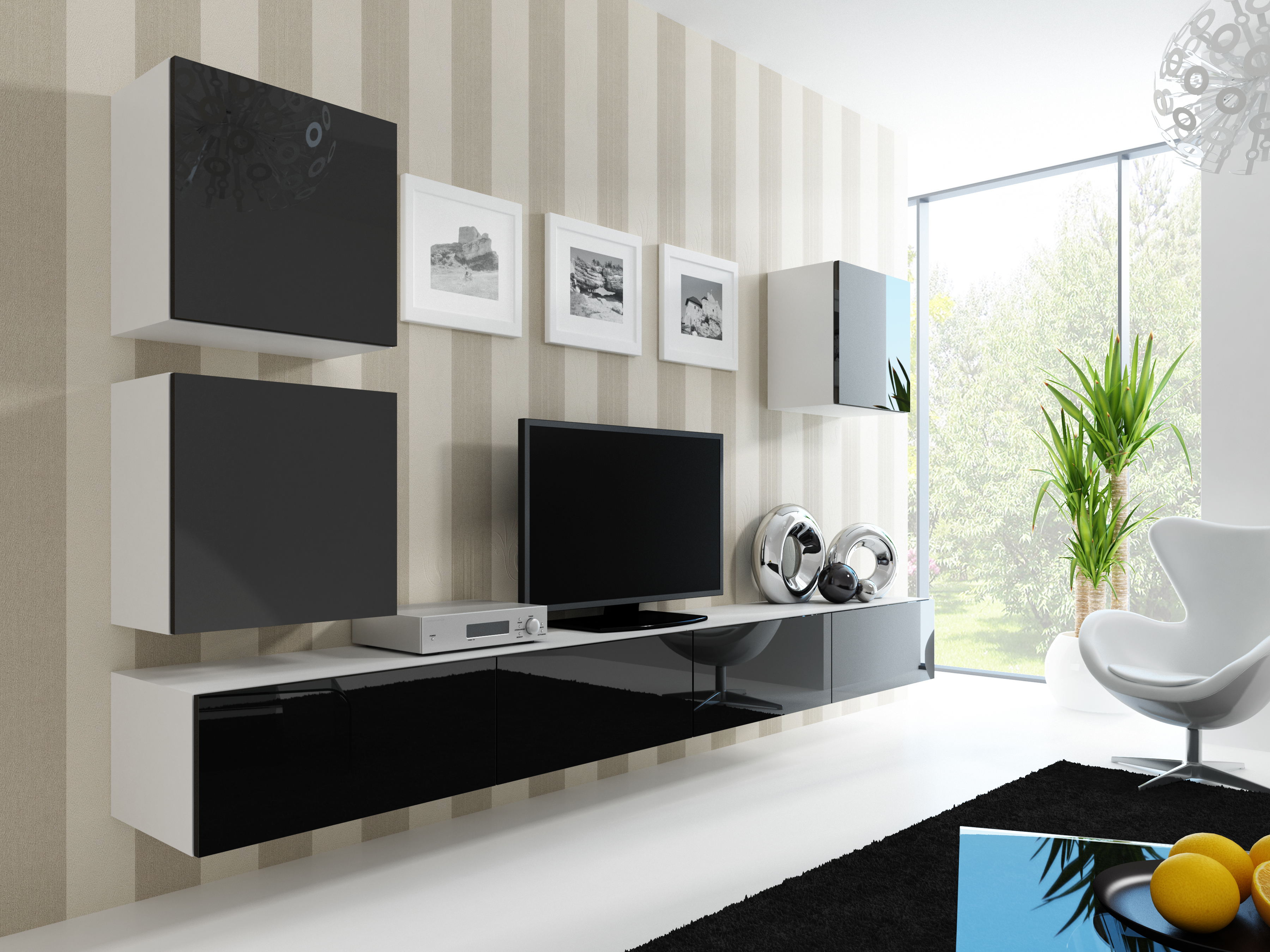Cama RTV VIGO180 b/c TV-Ständer 1800 mm Weiß/Schwarz