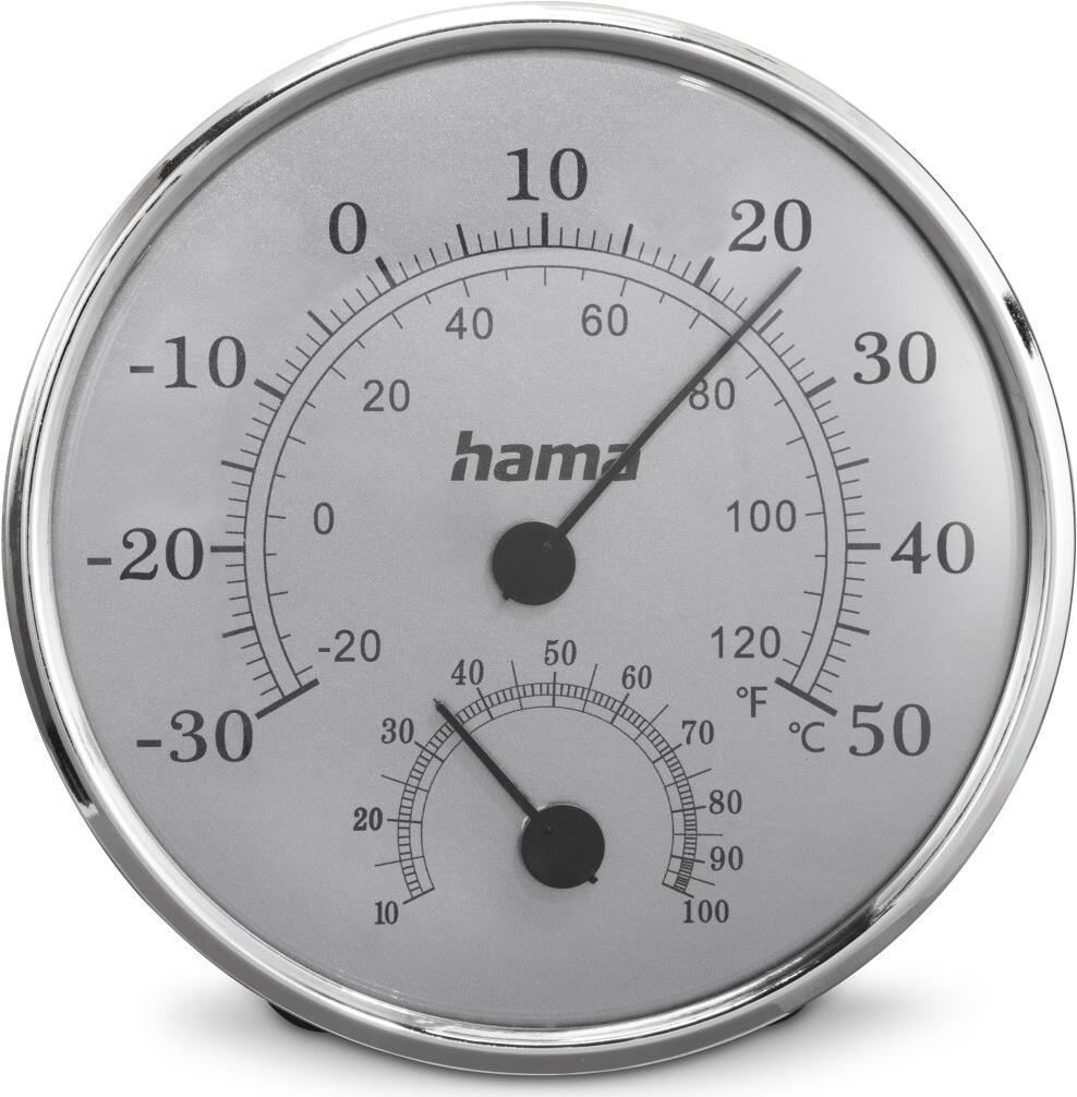 Hama Thermometer und Hygrometer Saipan, Silber/Grau (00222236)