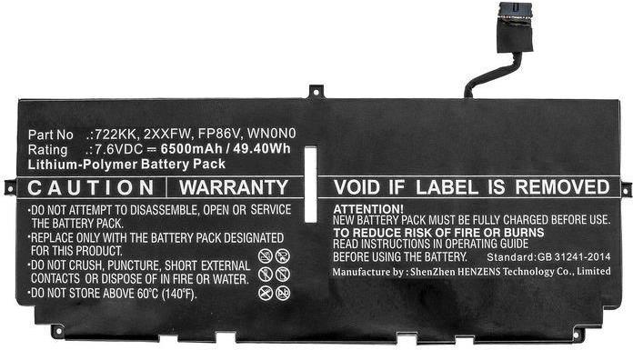 CoreParts Laptop Battery 49.40Wh Li-Polymer 7.6V 6500mAh (FP86V-CP)