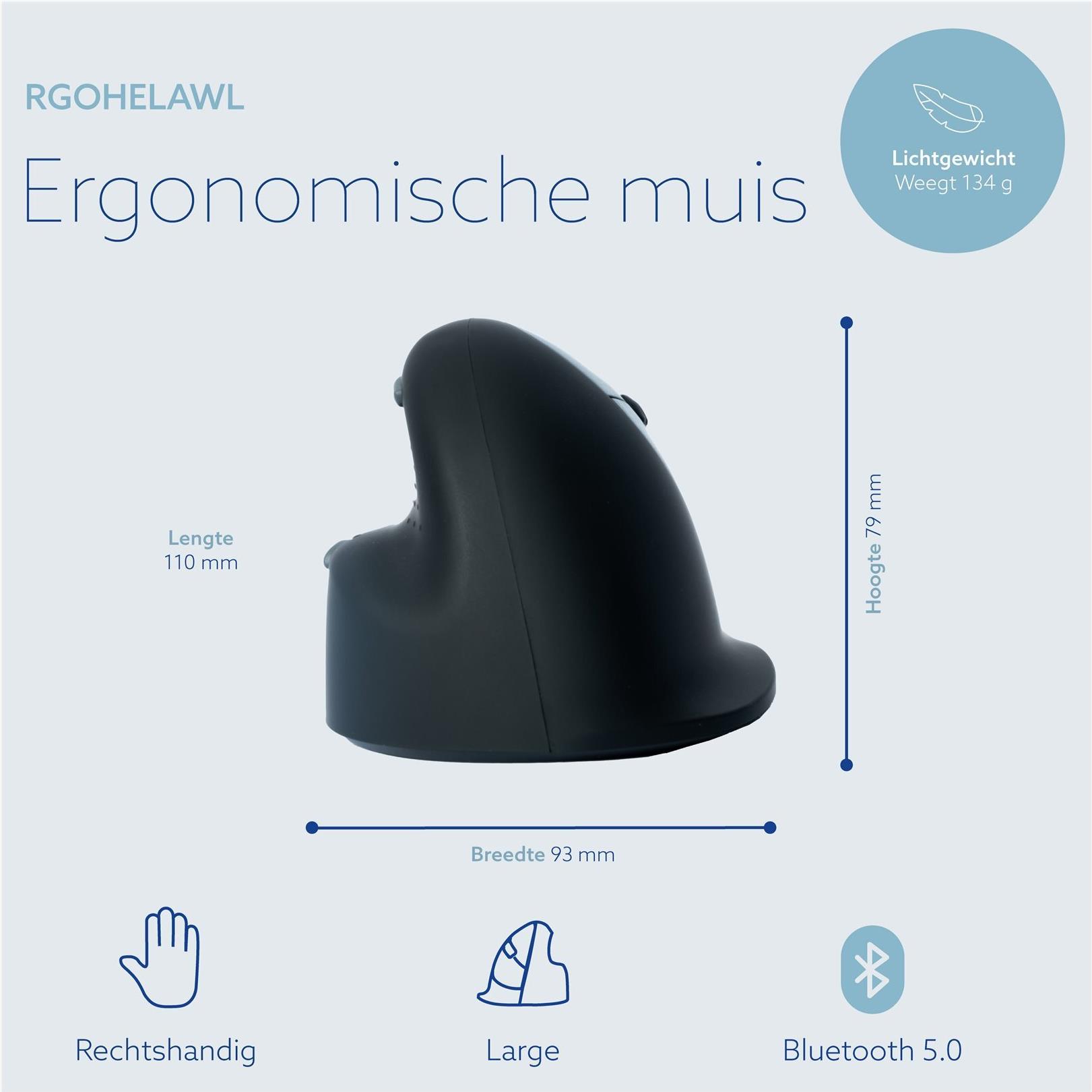 R-Go Tools Ergonomische Maus HE Break Vertikale Maus Bluetooth 5.0 Schwarz