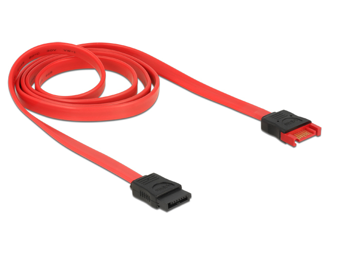 Delock SATA 6 Gb/s Verlängerungskabel 1 m SATA (M) zu SATA (W) Rot