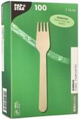 PAPSTAR Holz-Gabeln "pure", gewachst, Länge: 160 mm aus natürlich hellem Birkenholz, biologisch abbaubar - 1 Stück (89117)