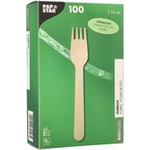 PAPSTAR Holz-Gabeln "pure", gewachst, Länge: 160 mm aus natürlich hellem Birkenholz, biologisch abbaubar - 1 Stück (89117)