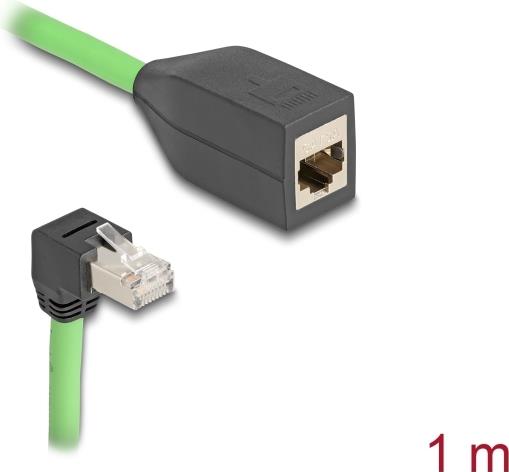 Delock RJ45 Netzwerk Verlängerungskabel Cat.6A Stecker unten gewinkelt zu Buchse SF/UTP (80886)