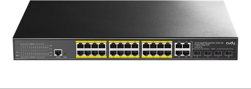 Switch CUDY GS2028PS4-400W 24-Port Gigabit L2 Managed PoE+ 400W 4x Gigabit Combo Ports (GS2028PS4-400W)