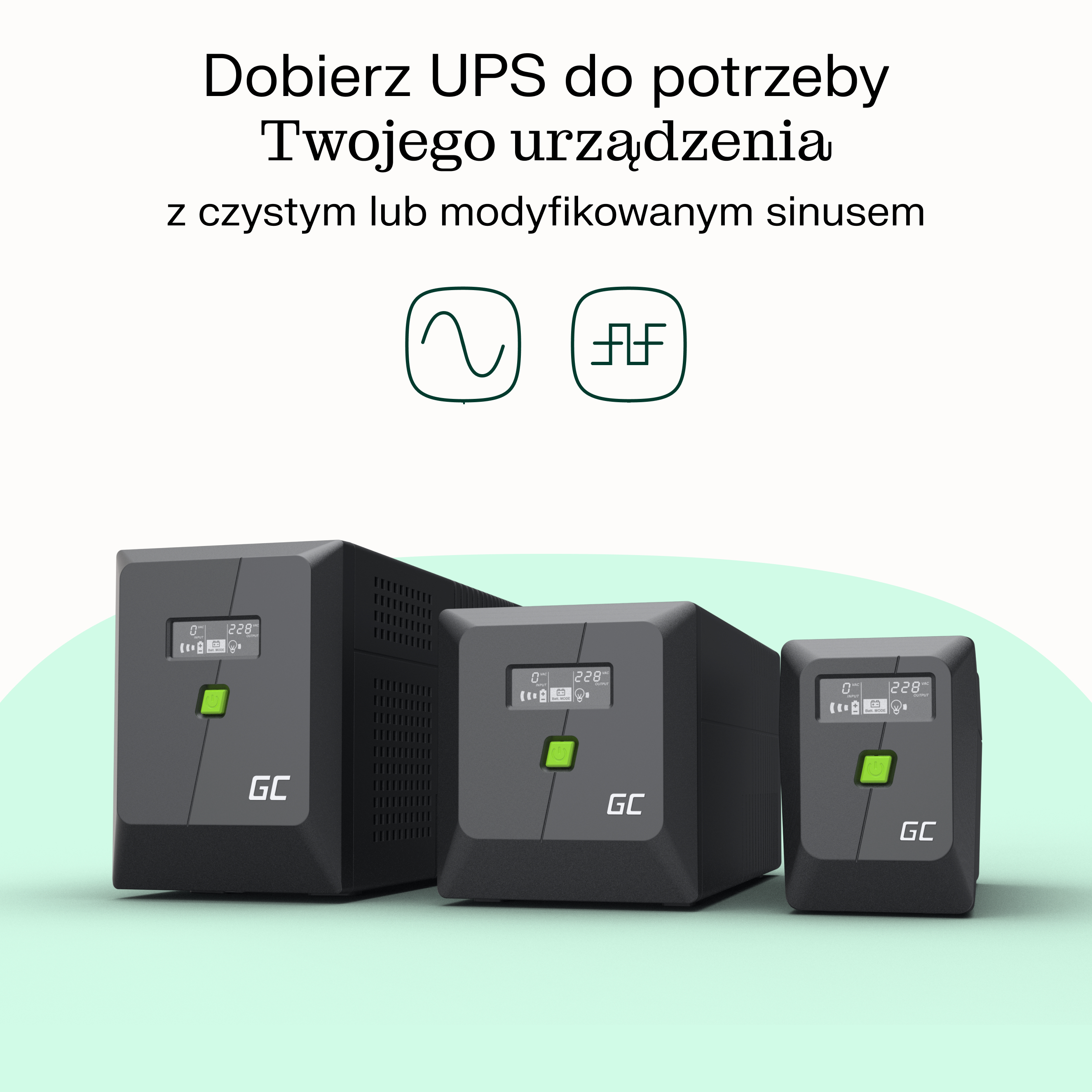 Green Cell UPSLP1050 Line-Interaktiv 1,5 kVA 1050 W Schwarz