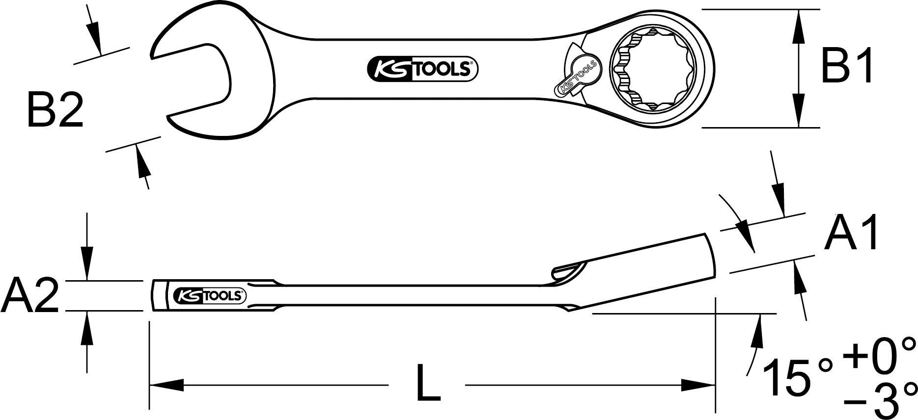 KS TOOLS GEARplus Ratschenringmaulschlüssel, kurz, 12mm (503.4635)