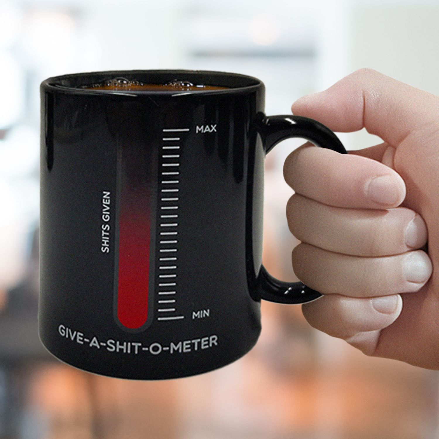 Mad Monkey Tasse "Give a Shit" mit Farbwechsel Schwarz