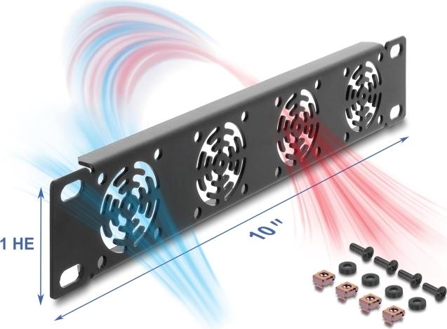 Delock 10? 1 HE Rackblende für 4 Lüfter 40 x 40 mm dunkelgrau (67430)