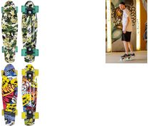 SCHILDKRÖT Retro Skateboard Free Spirit Camouflage Polypropylen (PP), Deck 560 x 140 mm, verstärkt, - 1 Stück (510781)