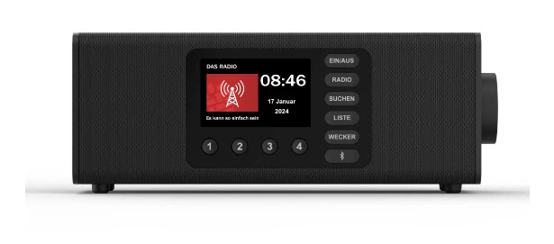 Hama DR2002BT Digitalradio DAB+/DAB/FM Bluetooth RX Radiowecker 10W TFT Schwarz