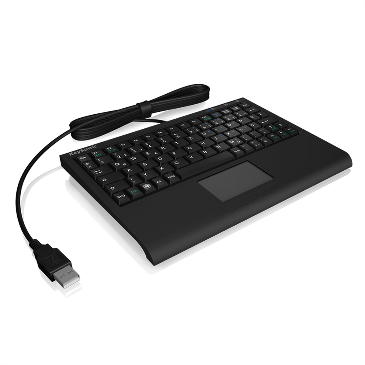 KeySonic ACK-3410 Kabelgebundene Mini-Tastatur mit Touchpad USB QWERTZ Schwarz