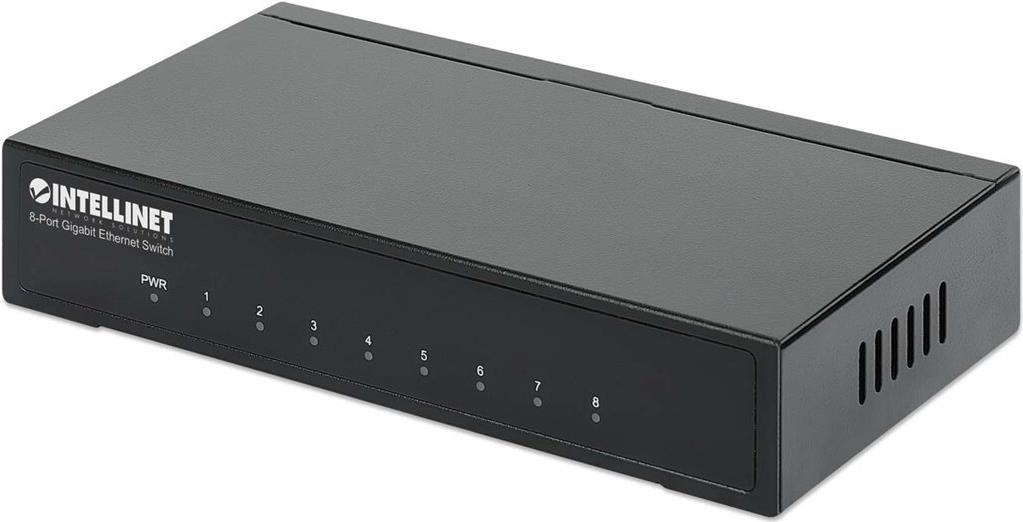 Intellinet 8-Port Gigabit Ethernet Desktop Switch, Metallgehäuse, Schwarz