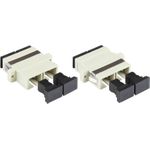 LWL Duplex Kupplung, SC (UPC) an SC (UPC), OM2, Multimode, Kunststoffgehäuse mit Flansch, Keramikhülse, grau, Good Connections® (LW-K207)