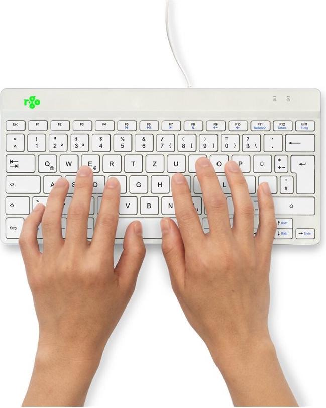 R-Go Compact Break Tastatur USB-C QWERTZ Deutsch Weiß