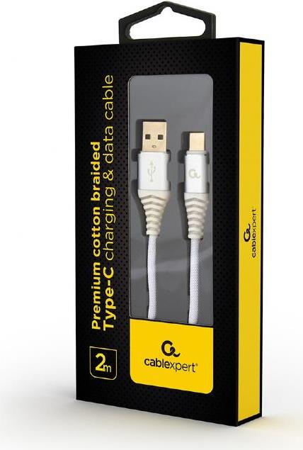 GEMBIRD CC-USB2B-AMCM-2M-BW2 USB Kabel USB 2.0 USB A USB C Silber - Weiß (CC-USB2B-AMCM-2M-BW2)